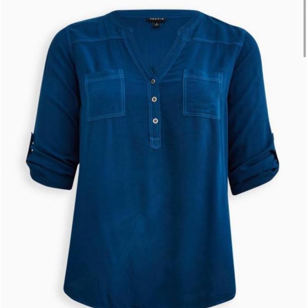Torrid Harper Rayon Twill Pullover 3/4 Sleeve Blouse SIZE 4